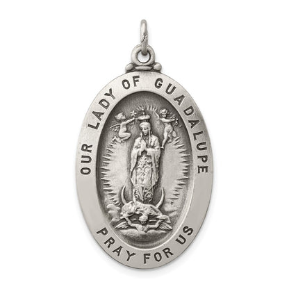 Sterling Silver Antiqued Our Lady Of Guadalupe Medal