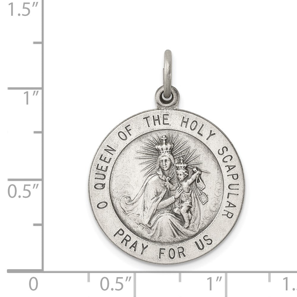Sterling Silver Antiqued Queen Of The Holy Scapular Medal