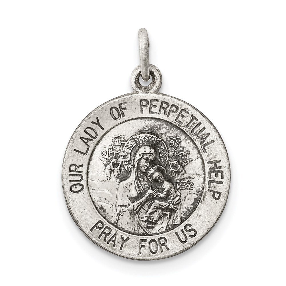 Sterling Silver Antiqued Our Lady Of Perpetual Help Medal
