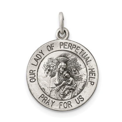Sterling Silver Antiqued Our Lady Of Perpetual Help Medal