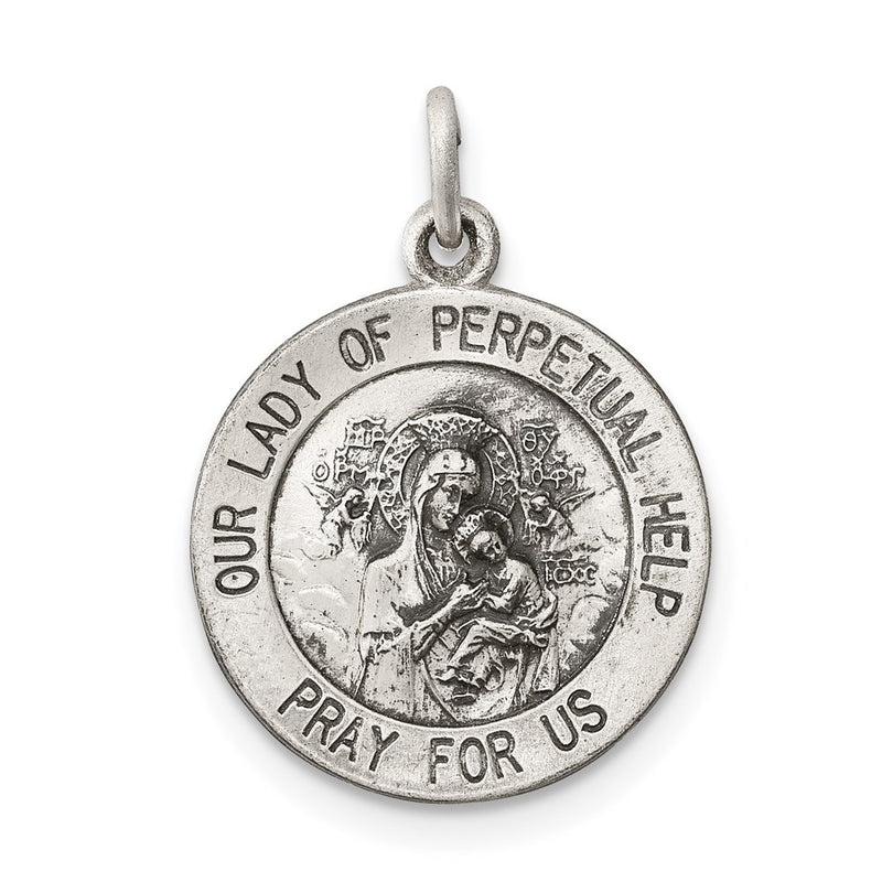 Sterling Silver Antiqued Our Lady Of Perpetual Help Medal