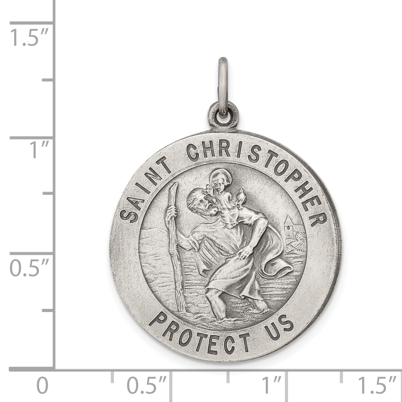 Sterling Silver Antiqued St. Christopher Medal