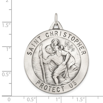 Sterling Silver Antiqued St. Christopher Medal