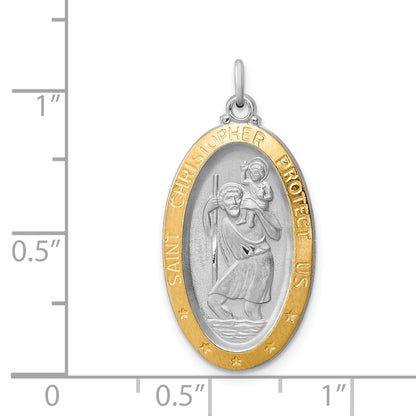 Sterling Silver Rhodium-Plated & Vermeil St. Christopher Medal