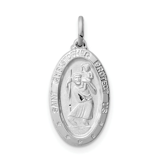 Sterling Silver Rhodium-Plated St. Christopher Medal