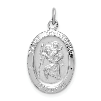 Sterling Silver Rhodium-Plated St. Christopher Medal