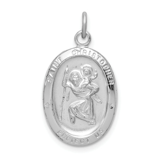 Sterling Silver Rhodium-Plated St. Christopher Medal