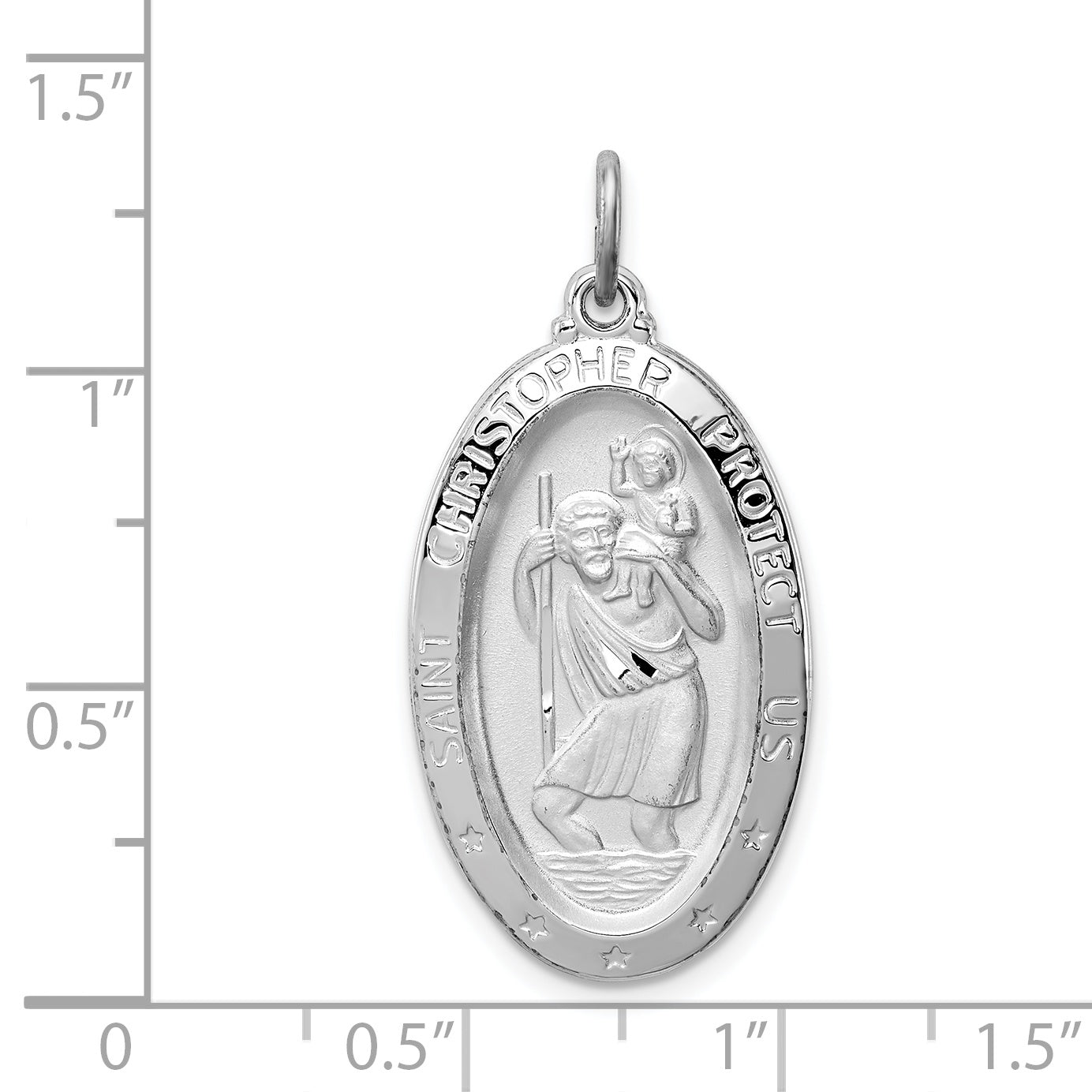Sterling Silver Rhodium-Plated St. Christopher Medal