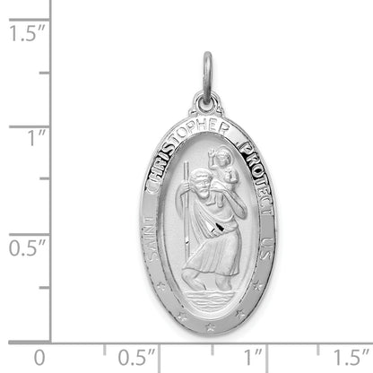 Sterling Silver Rhodium-Plated St. Christopher Medal