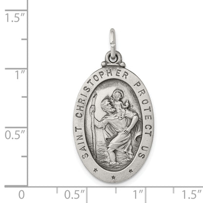 Sterling Silver Antiqued St. Christopher Medal