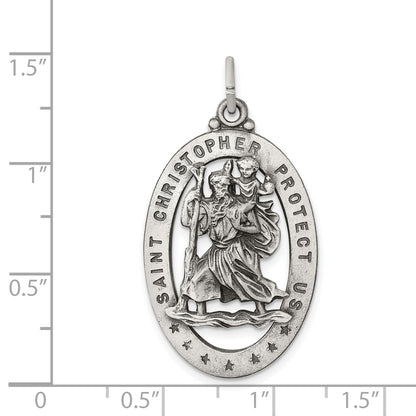 Sterling Silver Antiqued St. Christopher Medal