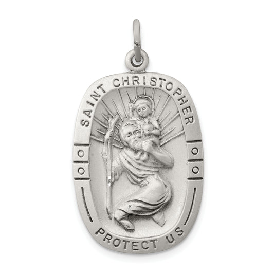 Sterling Silver Antiqued St. Christopher Medal
