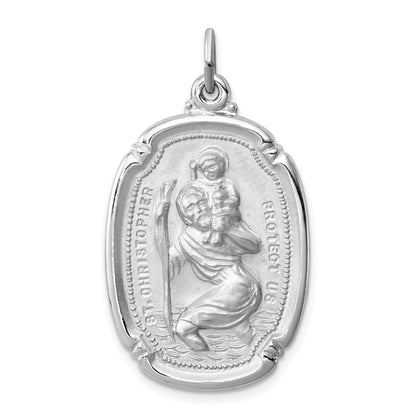 Sterling Silver Rhodium-Plated St. Christopher Medal