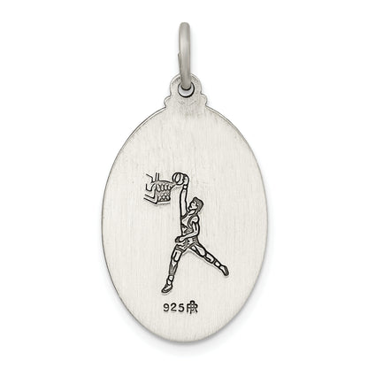 Sterling Silver Antiqued St. Christopher Basketball Medal