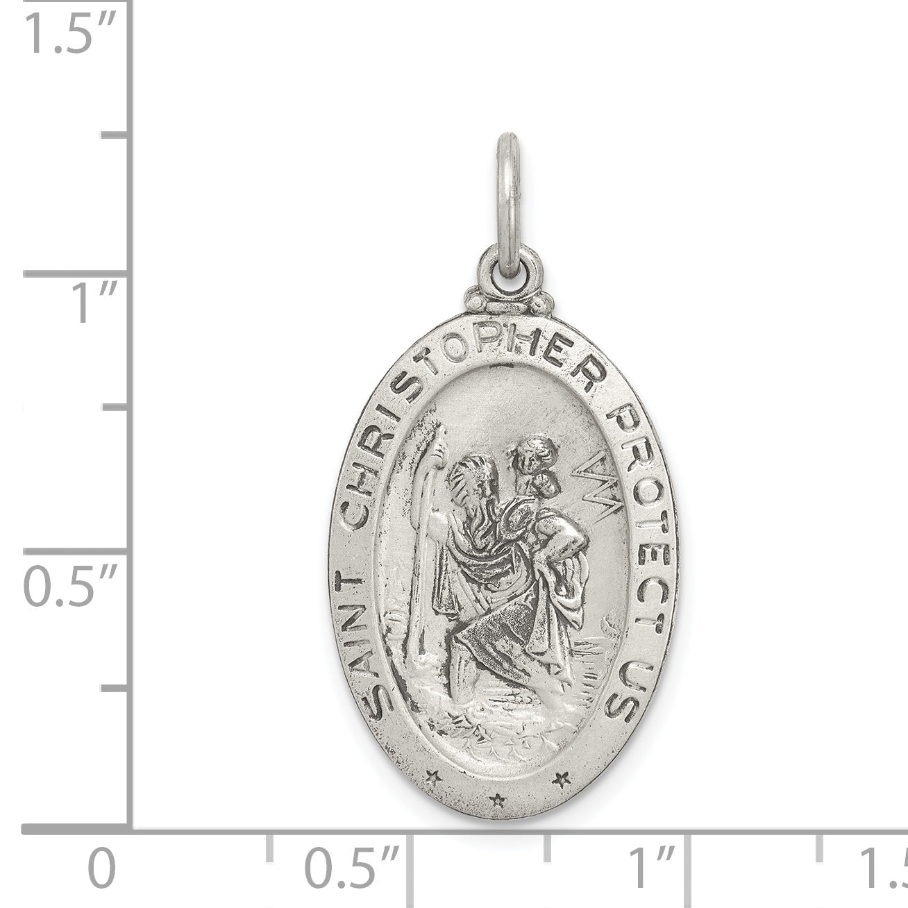 Sterling Silver Antiqued St.Christopher Football Medal