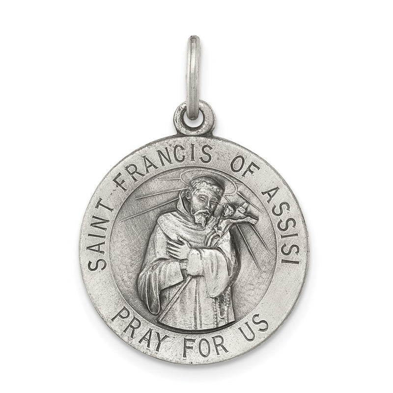 Sterling Silver Antiqued Saint Francis Of Assisi Medal