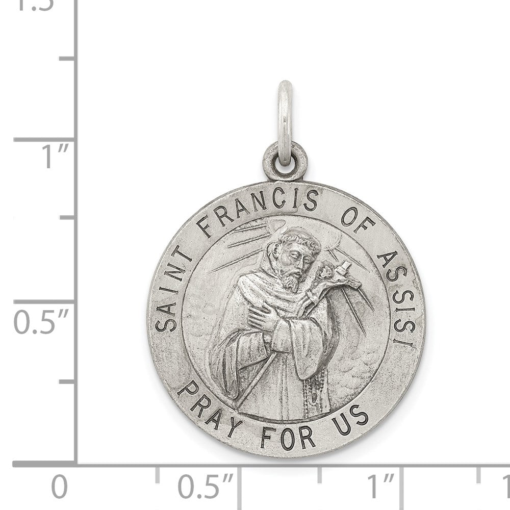 Sterling Silver Antiqued Saint Francis Of Assisi Medal