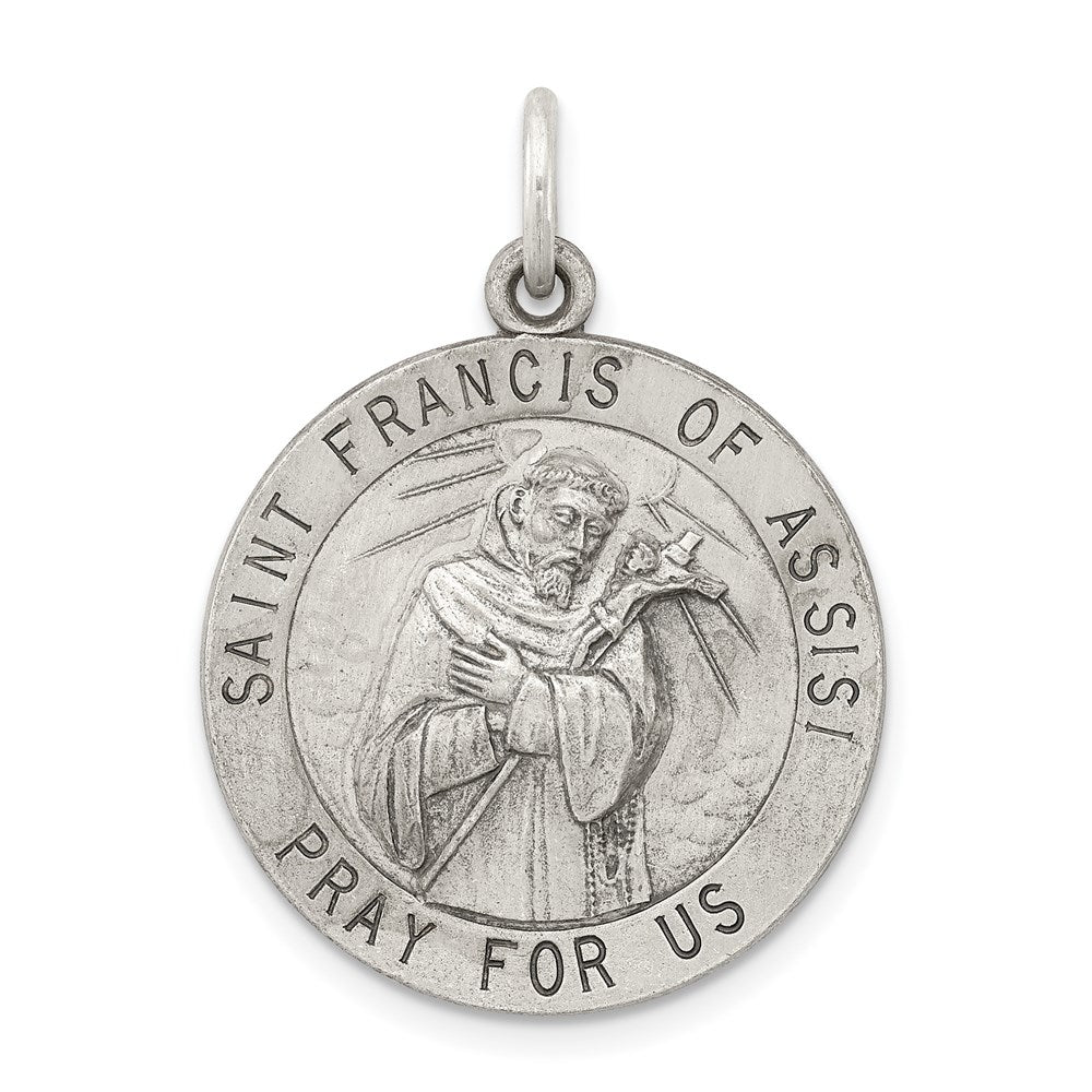 Sterling Silver Antiqued Saint Francis Of Assisi Medal