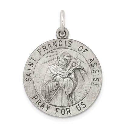 Sterling Silver Antiqued Saint Francis Of Assisi Medal