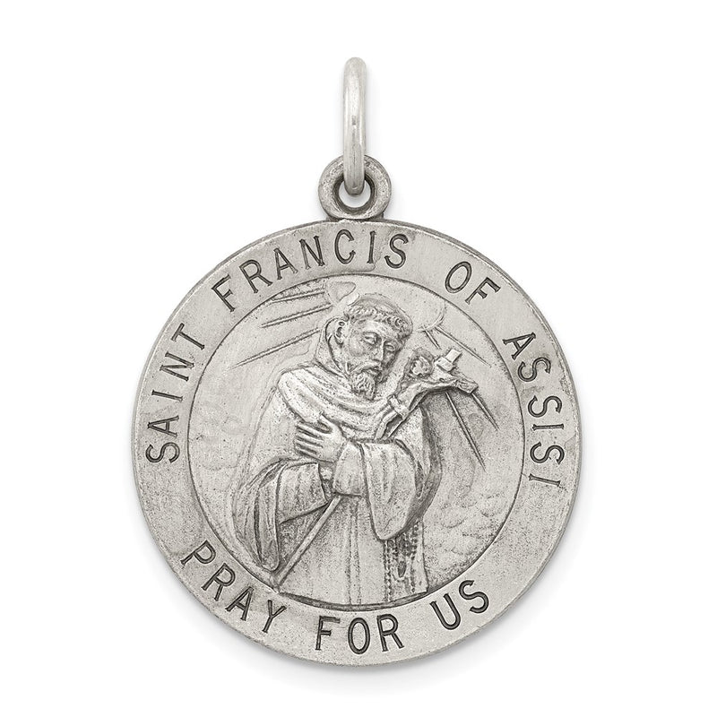 Sterling Silver Antiqued Saint Francis Of Assisi Medal