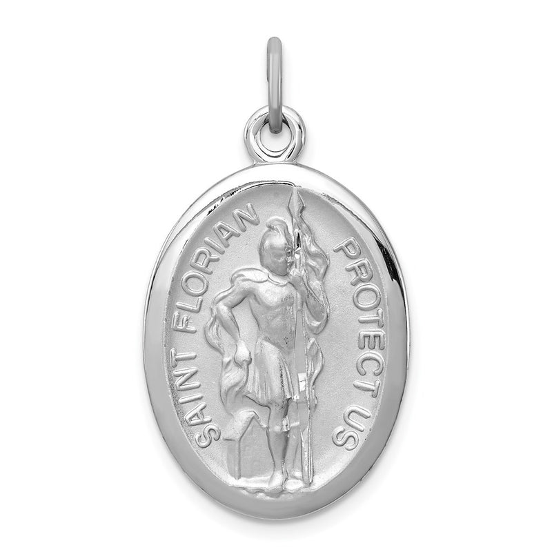 Sterling Silver Rhodium-Plated Saint Florian Medal