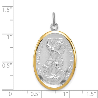 Sterling Silver Reversible Rhodium-Plated & Vermeil St. Michael Medal
