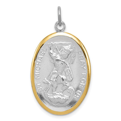Sterling Silver Reversible Rhodium-Plated & Vermeil St. Michael Medal