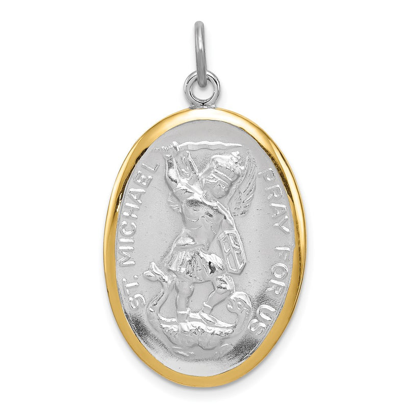 Sterling Silver Reversible Rhodium-Plated & Vermeil St. Michael Medal