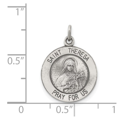 Sterling Silver Antiqued St. Theresa Medal