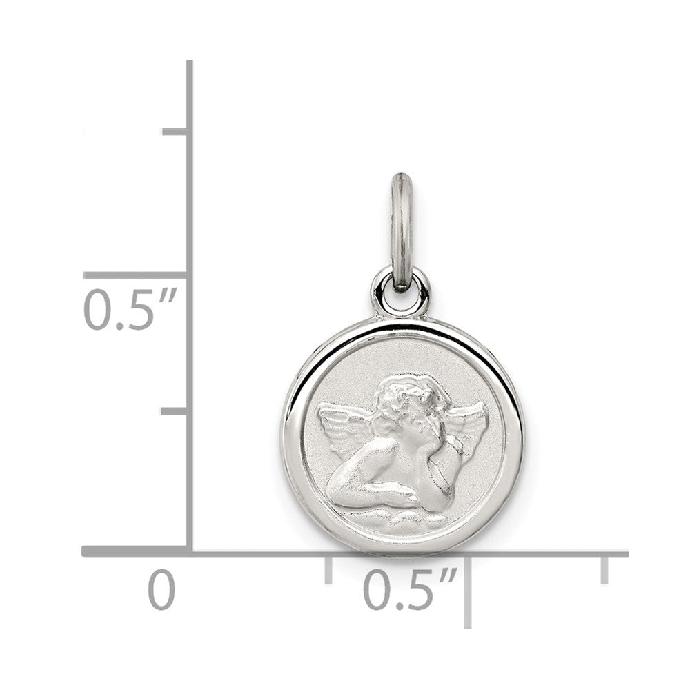 Sterling Silver Rhodium-Plated Angel Medal Charm