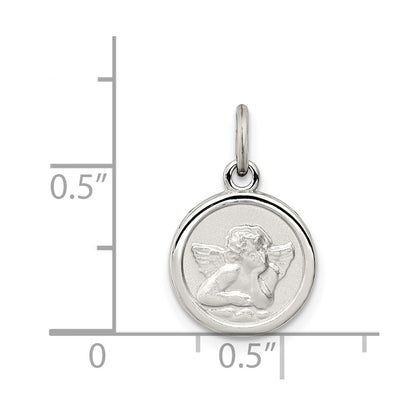 Sterling Silver Rhodium-Plated Angel Medal Charm