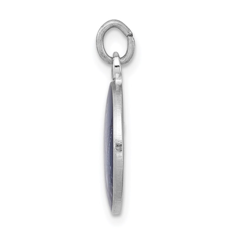 Sterling Silver Rhodium-Plated Blue Epoxy Angel Charm