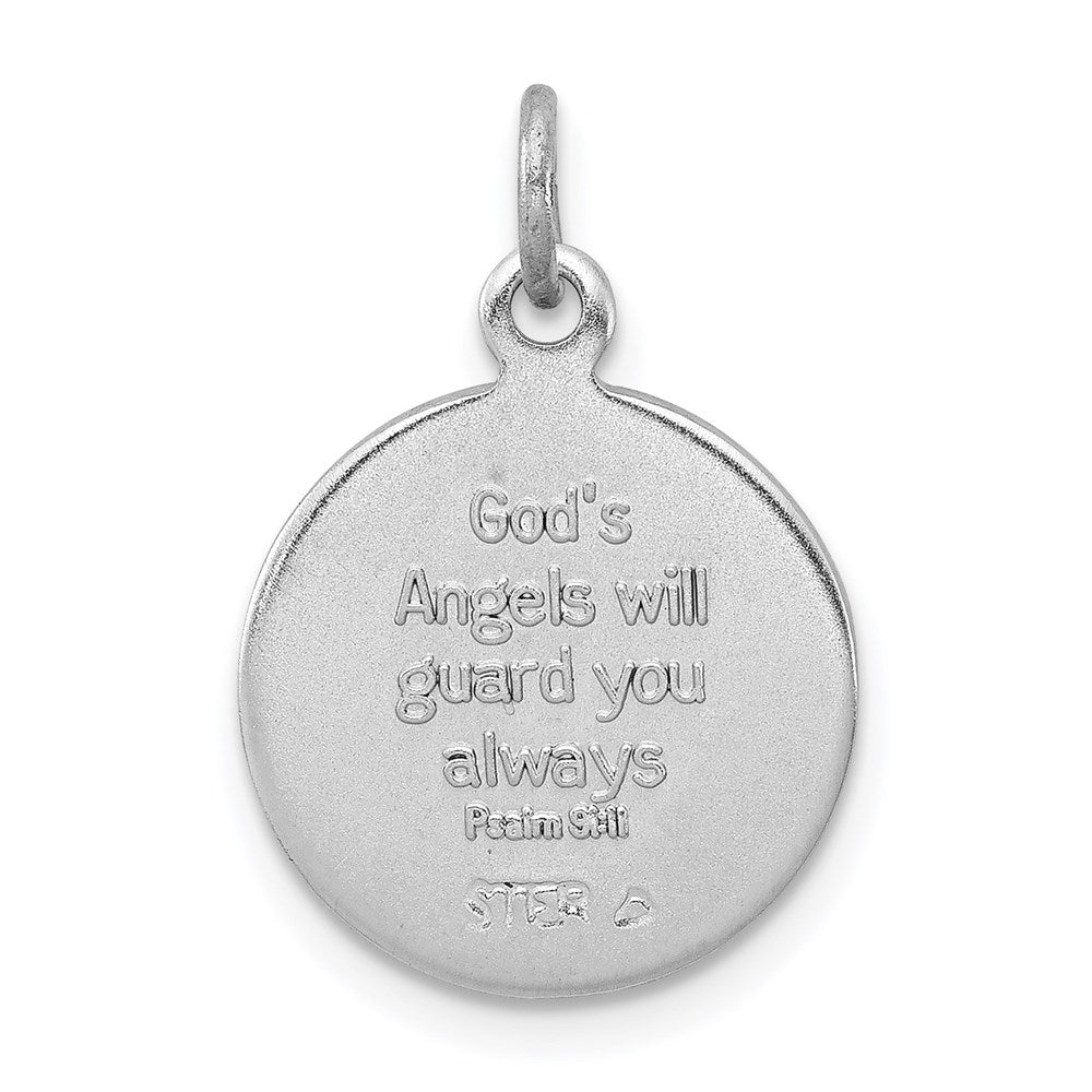 Sterling Silver Rhodium-Plated Blue Epoxy Angel Charm