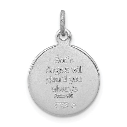 Sterling Silver Rhodium-Plated Blue Epoxy Angel Charm