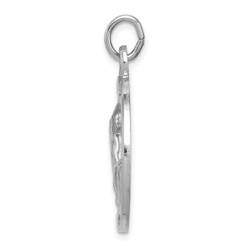 Sterling Silver Rhodium-Plated Praying Hands Serenity Prayer On Back Medal