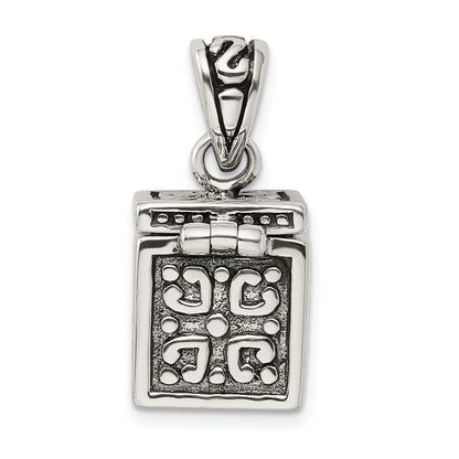 Sterling Silver Antiqued Square Prayer Box Pendant