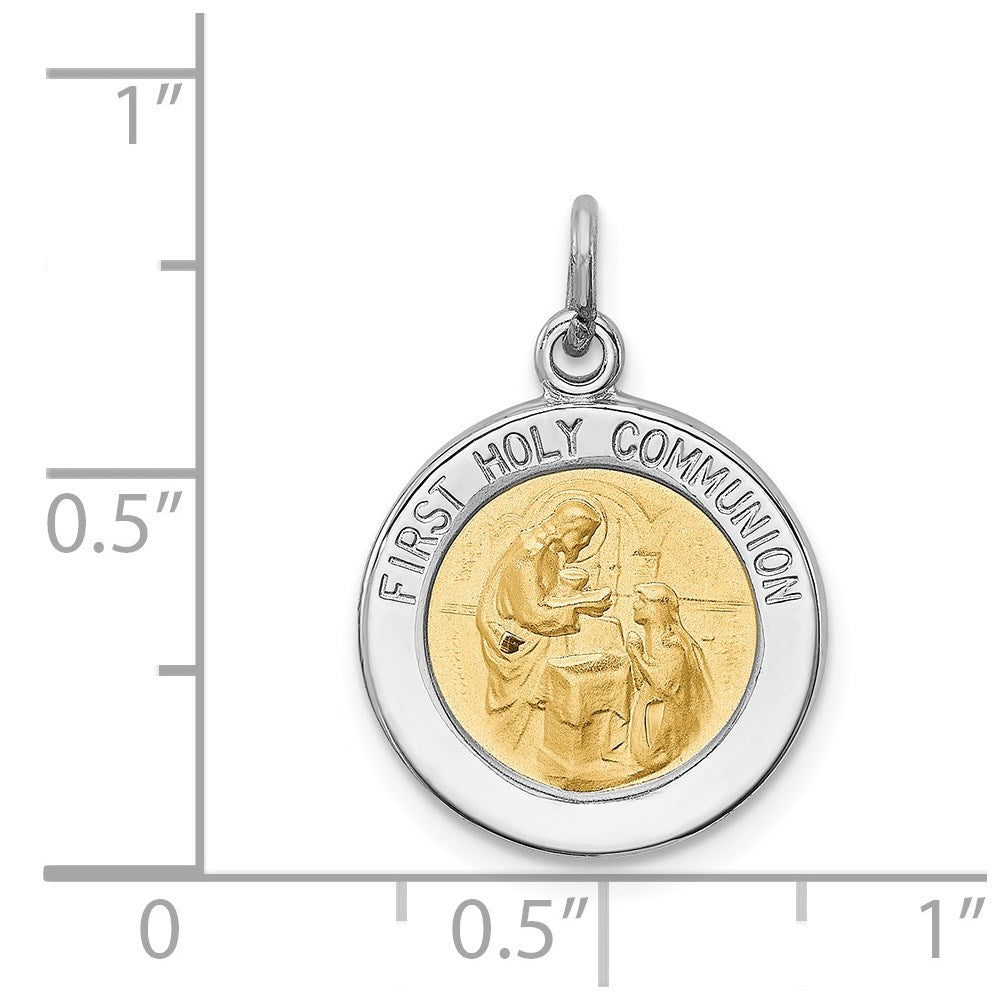 Sterling Silver Rhodium-Plated & Vermeil Holy Communion Medal