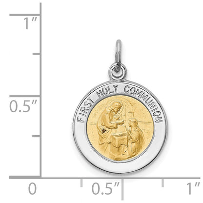 Sterling Silver Rhodium-Plated & Vermeil Holy Communion Medal