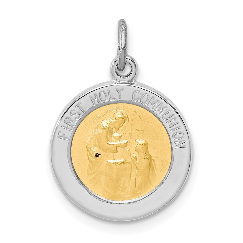 Sterling Silver Rhodium-Plated & Vermeil Holy Communion Medal