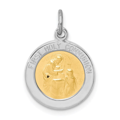 Sterling Silver Rhodium-Plated & Vermeil Holy Communion Medal
