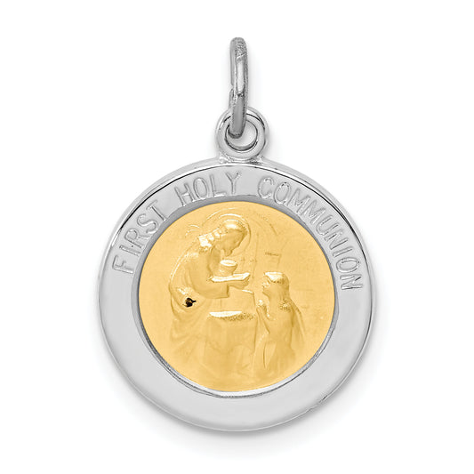 Sterling Silver Rhodium-Plated & Vermeil Holy Communion Medal