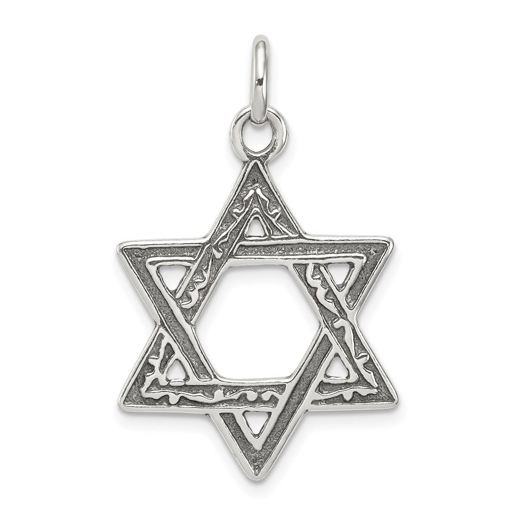 Sterling Silver Antiqued Star Of David Charm
