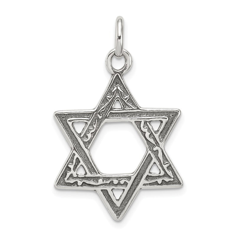 Sterling Silver Antiqued Star Of David Charm
