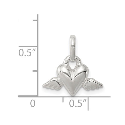 Sterling Silver Heart W/Wings Charm