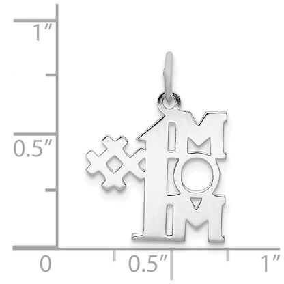 Sterling Silver Rhodium-Plated # 1 Mom Polished Charm