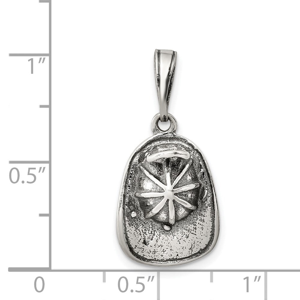 Sterling Silver Antiqued Fireman'S Helmet Charm