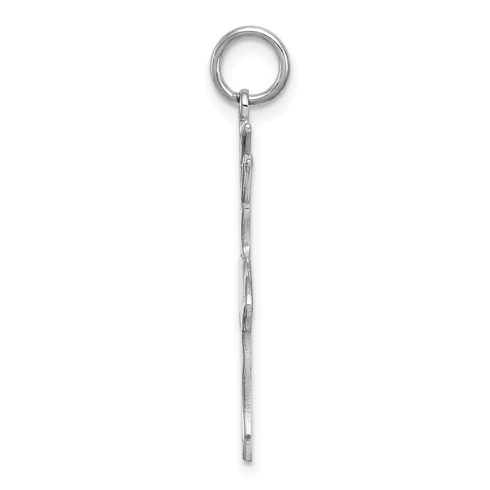 Sterling Silver Rhodium-Plated Ballerina Polished Charm