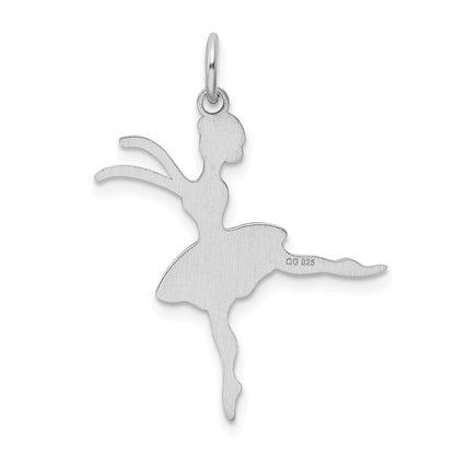 Sterling Silver Rhodium-Plated Ballerina Polished Charm