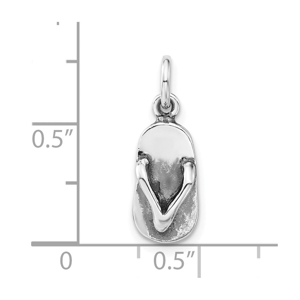 Sterling Silver 3-D Polished & Antiqued Sandal Charm