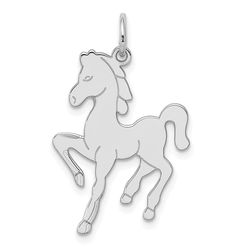 Sterling Silver Rhodium-Plated Horse Disc
